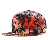 Connectyle Vintage Coconut Palm Tree Print Fitted Flat Bill Hats Fashion Cool Snapback Hip Hop Cap Hat