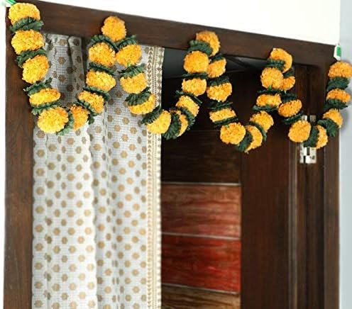 Amazon Com Itiha Yellow Marigold Genda Phool Floral Diwali Toran