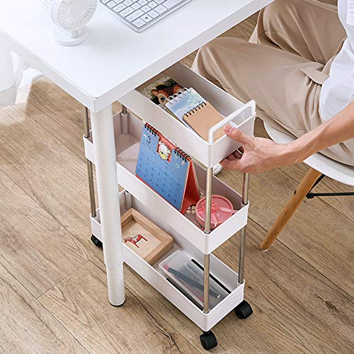 SOLEJAZZ Slim Storage Cart, 3 Tier Bathroom Cart Organizer Mobile