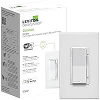 Leviton D26HD-2RW Decora Smart Wi-Fi Dimmer (2nd Gen), Works with Hey Google, Alexa, Apple HomeKit/Siri, and Anywhere Compani