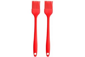JYYHSF Silicone brush, Oil Brush for BBQ Kitchen Cooking Baking and Grilling (2 PCS,red)