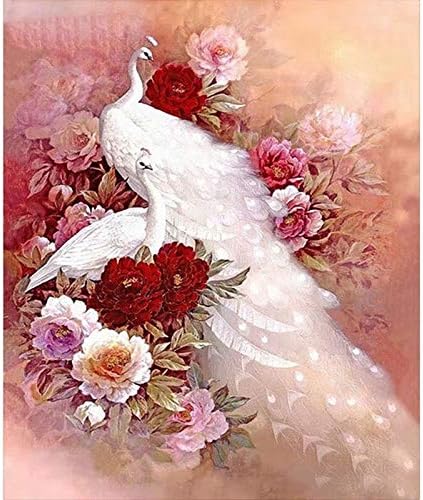 DIY Full Diamond Painting Cross Stitch kit for Adults Home Decoration Rich Peony White Peacock
