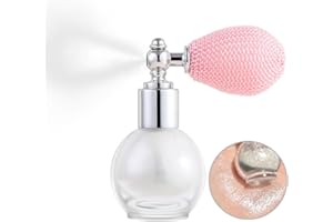 LEZERO Shiny Glitter Spray for Face and Body, Highlighter Powder Mist, Longwear Waterproof High Gloss Shimmer Makeup for Music Rave Festival, Performance, Wedding Party (#1, Pearl White)