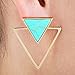 SUNYIK Green Howlite Turquoise Triangle Stud Earrings,Ear Jacket,for Women