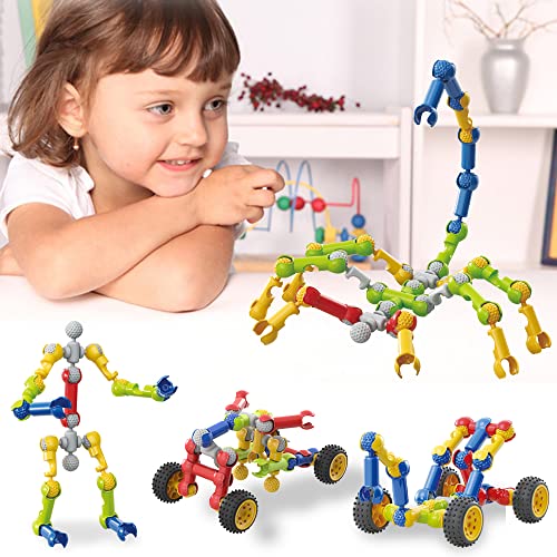Kids Building STEM Toys, 125 Pcs Building Blocks Kit Educational Construction Engineering