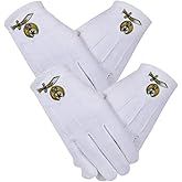 2 Pairs Shriner Symbols Machine Embroidery Masonic Cotton Gloves