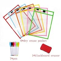 Yaohai 1Set of Dry Erase Pockets,Write and Wipe Reusable Plastic Sheet Protectors for Classroom Organization and Teaching Supplies