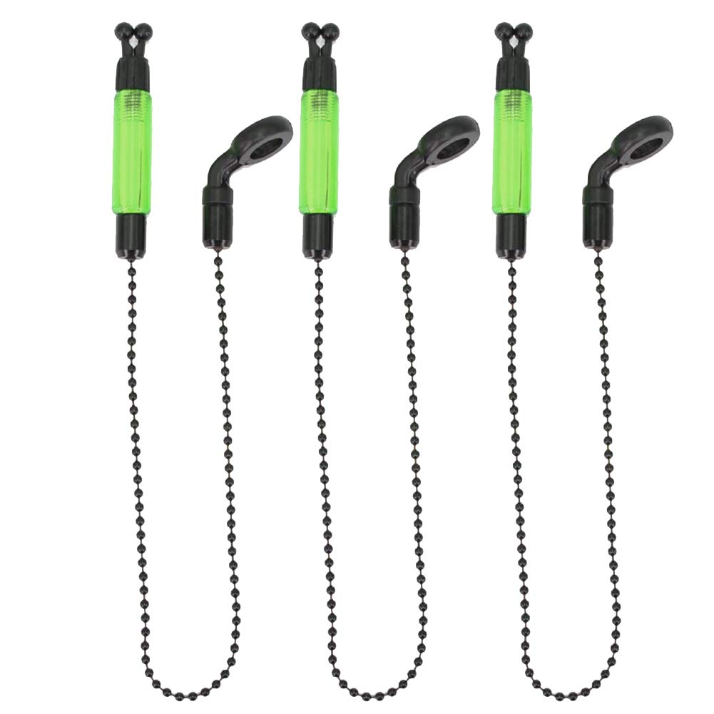 Bite Indicator 3pcs Light Fishing Alarms Portable Bobbins Hangers Alerter Tackle Swinger Carp Practical Accessories Outdoor Rod Illuminated(Green)