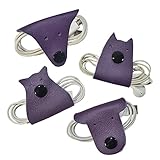 Furry Friends 4-Pack Cord Keeper (Cord Clam) Handmade by Hide & Drink :: Purple