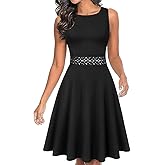 OWIN Women's Vintage Floral Lace Flared A-Line Swing Casual Party Cocktail Dresses Sleeveless