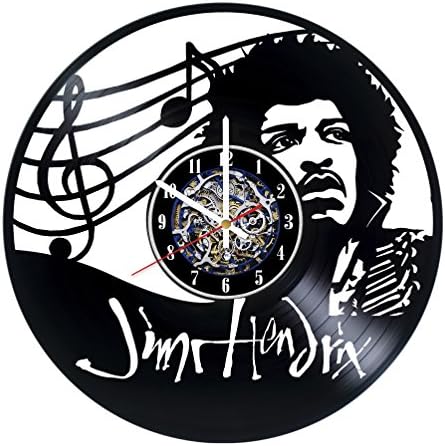 Jim Hendrix Jazz Guitarists Design Wall Clock Made From Used Vinyl Record - Get unique home wall decor - Gift ideas for parents or friends – Unique Music Fan Art