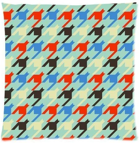 Honey Cushion Cover Houndstooth Decorative Pillow Case Protector 18x18 Inch One Side