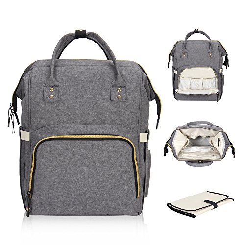 Hynes Eagle Multi-function Baby Diaper Bag Backpack for Dad Mom Stylish Nappy Bag with Changing Pad Grey