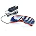 PINFOX Glow Shutter Neon Rave Glasses El Wire Flashing LED Sunglasses Light Up DJ Costumes For Party, 80s, EDM RB03 (Red - Blue)