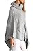Simplee Apparel Women's Turtleneck Knitted Poncho Pullovers Sweater,Gray,One Size,Gray,One Size