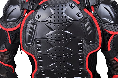 CHCYCLE Motorcycle Full Body Armor Motocross ATV Motorbike Jacket Protector (Large, Red)