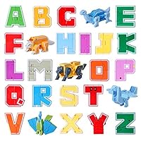 WELINK 26 PCS Alphabet Transformer Robots Action Figure Preschool Educational ABC Letter Robot Transformers Toy for Kids Children Infants A-Z
