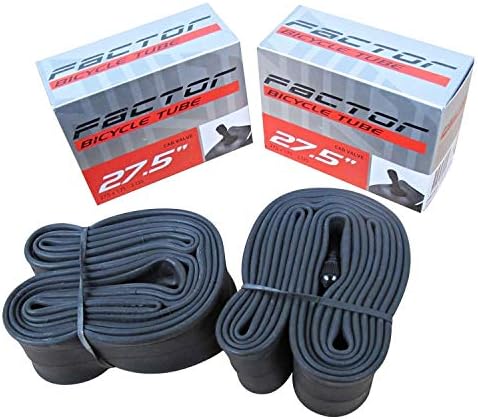 Factor Bicycle Inner Tubes 27.5 x 1.75-2.125 (650B), Schrader Car Valve (2 Pack) for Mountain Bikes MTB