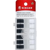 SINGER SINGER 42145 Class 15 Black &amp; White Threaded Bobbins, Black, White 12 Count