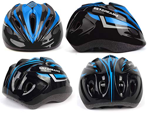 KIDS Helmet â€“ Adjustable from Toddler to Youth Size, Ages 3 To 7 - Durable Kid Bicycle Helmets with Fun Racing Design Boys and Girls will LOVE - CSPC Certified for Safety (K12-3LightBlackBlue)