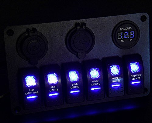 Proelectric-Blue-LED-Light-1-Waterproof-MarineBoat-Car-Switch-Panel-6-Gang-USB-Charger-Voltage-Indicator-Power-Socket-5-pin-On-Off-Rocker-Switch Proelectric-Blue-LED-Light-1-Waterproof-MarineBoat-Car-Switch-Panel-6-Gang-USB-Charger-Voltage-Indicator-Power-Socket-5-pin-On-Off-Rocker-Switch
