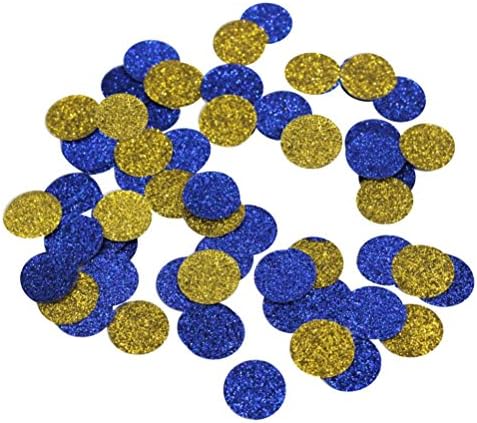 Mybbshower Gold Navy Blue Glitter Circle Confetti 3/5 Inch Dots for Wedding Bachelorette Party Pack of 600