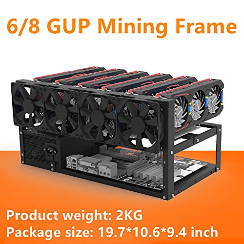 8GPU Mining Rig Frame, Steel Open Air Miner Mining Computer Frame Rig Case for Crypto Coin Currency Bitcoin ETH ETC ZEC Mining Accessories Tools - Frame Only, Fans & GPU is not Included