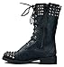 Nature Breeze Harley 14 Womens Military Lace up Studded Combat Boot Black