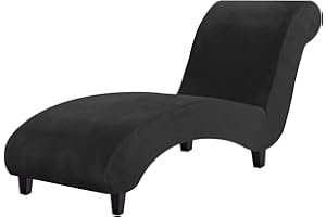 H.VERSAILTEX Chaise Lounge Cover Indoor Velvet Chaise Slipcover High Stretch Lounge Chair Cover Luxury Armless Chaise Cover for Living Room, Machine Washable, Black