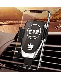 Cargador de coche inalámbrico y soporte, 10 W Qi carga rápida, soporte para teléfono de coche, rejilla de ventilación, compatible con iPhone Xs Max X XR 8 8 Plus, Samsung Note 9 S9 S9+ S8