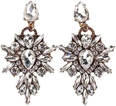 Earings Women Fashion Colorful Flower Big Luxury Pendant Stud Gem Statement Earrings Jewelry Gold Color