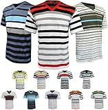 Enimay Men's Striped Muscle V Neck Short Sleeve Summer Beach Casual Shirt