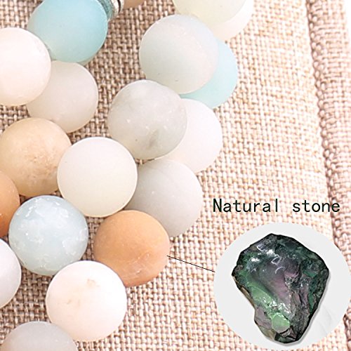 GVUSMIL Mala Amazonite 108 Beads Bracelet for Buddhist Prayer Charm Necklace for Women Men