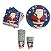 Christmas Paper Plates Napkins and Cups with Santa-- Great for Parties