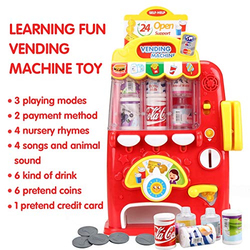 FS Interactive Vending Machine Game, Pretend Play Electronic Drink Machines, Early Developmental Toy, Fun Gifts for Age 2,3,4,5,6,7,8 Year Old Kids, Children's, Boys, Girls