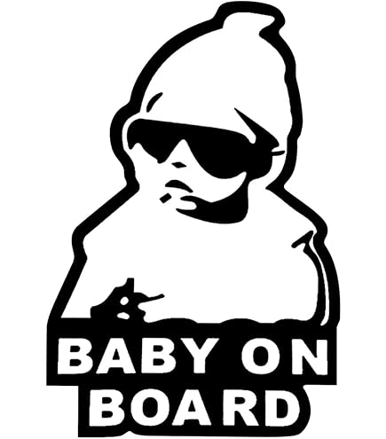 Baby On Board Car Sticker - Reflective Yellow, Funny "Little Dude" Design - View #10