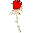 Red Rose Flowers Brooches Pins Rhinestone Brooch Cubic Zirconia Classic for Party Dance Wedding Banquet for Elegant Women Beautiful Girls Lapel Pins Dress Suit Bouquet Ceremony Accessories Jewelry