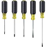 Klein Tools 80031 Screwdriver Set, Made in USA, 5-Piece Kit Includes 2 Slotted, 2 Phillips and 1 Square Tip Screwdriver, Cushion Grip Comfort