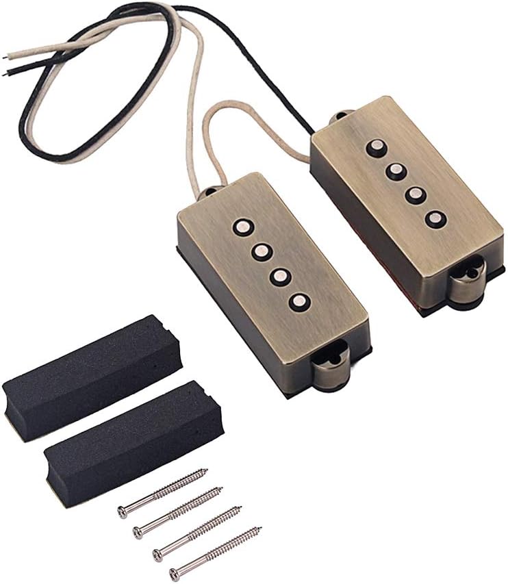kesoto 2pcs Wired Metal 4 Strings Pickup Bronze Replacements for Precision P Bass Guitar