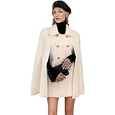 CHARTOU Women's Elegant Poncho Double-Breast Slit Sleeve Flowy Wool Blend Cape Cloak Coat