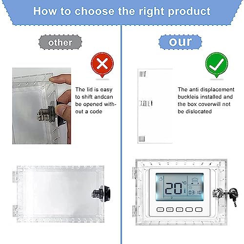 GAESHOW Universal Thermostat Protection, Universal Thermostat Cover with 2 Keys, Transparent Thermostat Lock Box Wall-Cover, Clear Acrylic Lock Box, Wall Mounted
