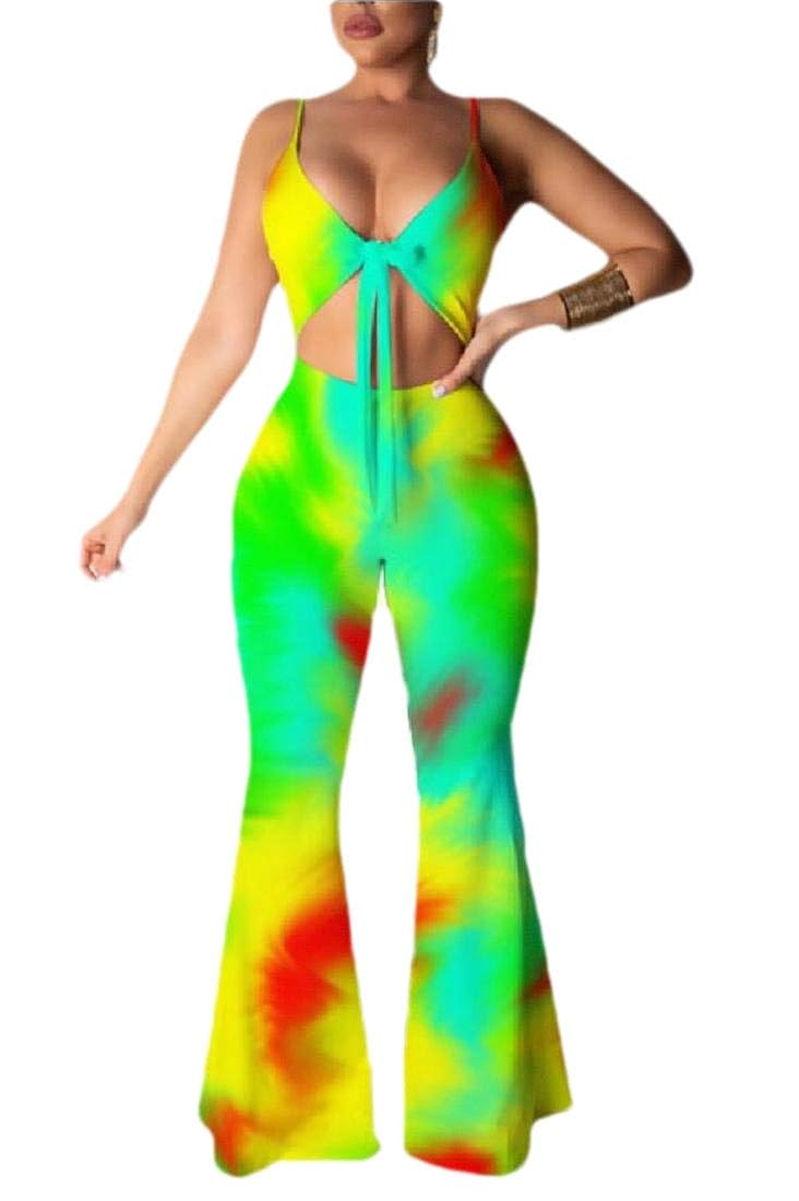 tie dye flare jumpsuit