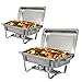 ZENY Pack of 2 Chafing Dish Buffet Set, 8 Quart Stainless Steel Buffet Servers and Warmers for Party Catering, Complete Chafer Set with Water Pan, Chafing Fuel Holder