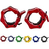 Dreapark for 2PCS/Pair Quick Release 50mm Olympic Barbell Clamp Collar Lock for Pro Crossfit Training (1 Pair, Red)