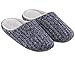 HomeIdeas Women's Cashmere Cotton Knitted Anti-slip House Slippers, Winter Breathable Indoor Shoes , Navy Blue , Large / 9-10 B(M) US