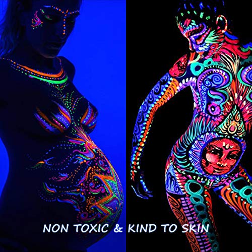 UV Face Paint- 8pcs x 28g UV Face and Body Paint Set, Luminous Body Painting, UV Glow Fluorescent Colors Body Paint Set Neon Liquid Face Paint, Perfect for Carnival, Party, Halloween - Thumbnail 4