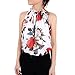Froomer Fashion Women's Halter Ruffled Neck Chiffon Blouses Sleeveless Floral Shirts (Asian XL, White)