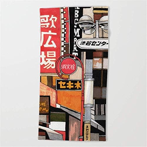 ewtretr Tokyo Street Signs Beach Towel 31.5"x51.2" Lightweight Absorbent Quick Dry For Swim Beach Yoga Camping
