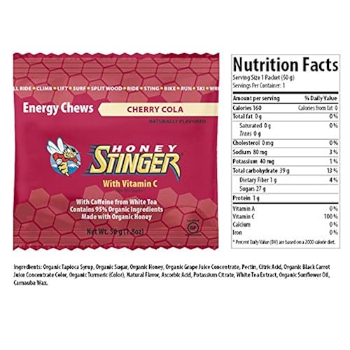 Honey Stinger Organic Energy Chews, Cherry Cola, Naturally Caffeinated, 1.8 Ounce (Pack of 12) Health & Household, Sports Nutrition, Endurance & Energy, Chews & Gels