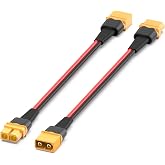 ELFCULB 2 Pack XT60 Extension Cable 12AWG 0.5FT for Portable Power | XT60 male to female cable with stranded tinned copper wire for portable power stations and solar applications.